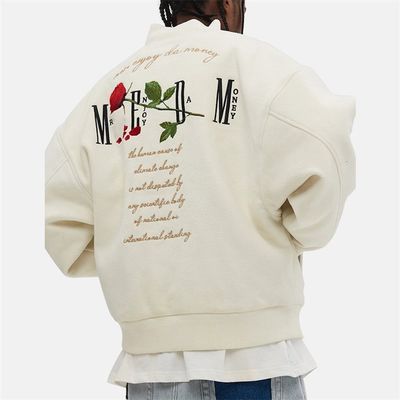 OEMの注文の刺繍の学校代表のジャケットの冬100%のウールのローズの羊毛の手紙のボマー ジャケット