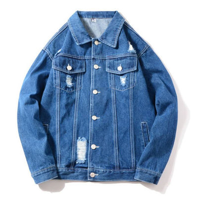 ポリエステル綿の刺繍のデニムのジャケットのStreetwearの偶然の乗車のジャケット