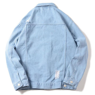 ポリエステル綿の刺繍のデニムのジャケットのStreetwearの偶然の乗車のジャケット