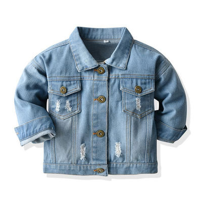 注文の刺繍のデニムのジャケットOEMの男の子の女の子の子供はジャケットより長持ちする